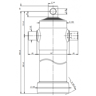 Teleskopski cilinder 5 stopenj 8 ton 1855 mm z luknjo 3099F